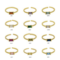 18K plaqué or carré 12 couleurs bague de naissance femmes mode anneaux en laiton