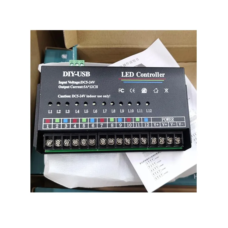 USB DIY LED Controller 12 Channel Programmable Controller 5A*12CH 12Channels for 3528&5050 strip Module DC5V DC12v DC24V