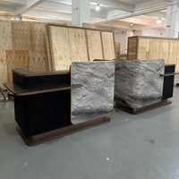 Comptoir de réception en rotin OEM/ODM personnalisé pour spa, comptoir de caisse moderne pour salon de beauté, table de caisse en bois, direct usine