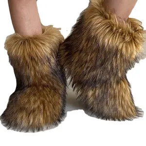 冬季女鞋女式雪地靴带包头带豪华皮草女式冬靴