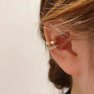 S925 Sterling Silver Trendy Geometric Ear <b>Cuff</b> <b>Earrings</b> for Women Asymmetry Design with Zircon Gold Plating Party Wedding - Product Image 1
