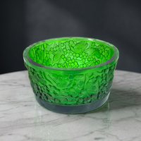 Vase décoratif en verre cristal vert émeraude, style vintage, avec relief d'oiseaux et de raisins, pour la décoration de table à la maison
