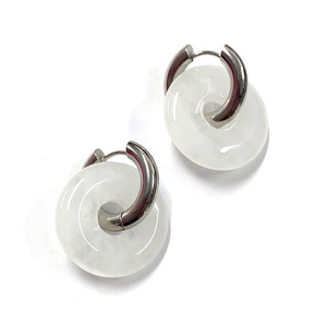 Серьги с пряжкой из нефрита и других натуральных камней - Product Image 3