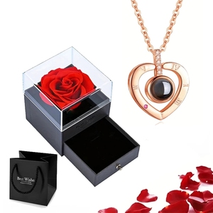 Dropshipping Shopify Fulfillment Agent 2026 Romantic Luxury Immortal Flower Rose <b>Jewelry</b> Box with I Love You Necklace - Product Image 4