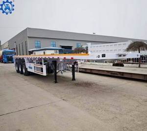 รถพ่วงพื้นเรียบ 3 เพลา ขนาด 20 ฟุต 40 ฟุต 45 ฟุต 53 ฟุต สำหรับขนส่งตู้คอนเทนเนอร์ รถพ่วงกึ่งพ่วงพื้นเรียบสำหรับขาย - Product Image 6
