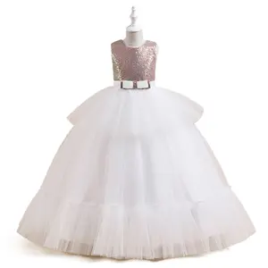Resmi prenses dantel tulumları frocks doğum günü uzun önlük çocuk kız 4 yaşındaki kız elbise kızlar için parti kıyafeti elbiseler 2-6 yıl