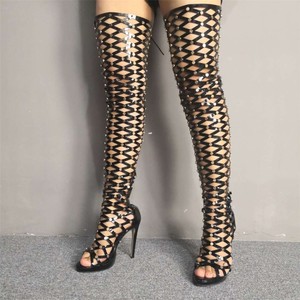 HMB217 cava sopra il ginocchio rivetto stivali scarpe alla moda per le donne caricamenti del sistema freddi scarpe <span class=keywords><strong>sandali</strong></span> per le donne - Product Image 5