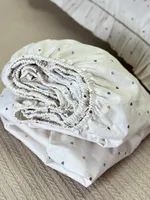 Ensemble de draps en coton à volants, motif imprimé cœur, 400TC, biologique, écologique, avec sac cadeau - Cadeau de déménagement, cadeau pour la fête des mères