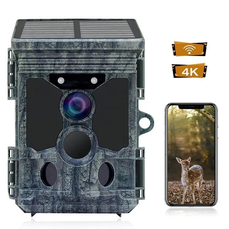 Caméra de chasse sans fil à faible lueur, Wi-Fi 4K 46Mp Bluetooth IP66, avec vision nocturne