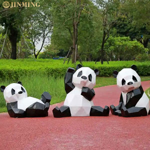 庭の景観のための屋外の幾何学的なパンダ彫刻グラスファイバー彫刻ガラスの幾何学的な動物の彫刻 - Product Image 2