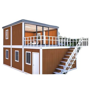 Casa Contenedor Modular, Villa Rectangular de Diseño Moderno con Escaleras y Balcón para Vivir al Aire Libre - Product Image 1