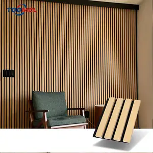 Tấm gỗ trên tường 2600*600mm Walnut Acoustic tấm slat Acoustic Bảng điều khiển tường trang trí