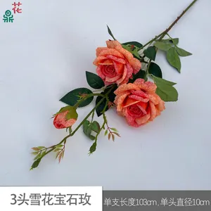 3 बर्फ रत्न निर्माता थोक उच्च गुणवत्ता वाले गुलाब रेशम फूल घर सजावट सिमुलेशन फूल