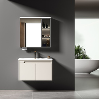 Meuble de salle de bain moderne et élégant avec miroir intelligent, vasque en céramique et armoire en alliage d'aluminium - Solution de rangement de haute qualité (certifié CE/UL)