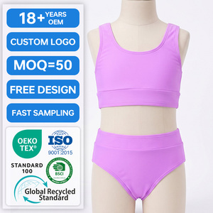 Özel Tasarım Kız Çocuk İki Parçalı Mayo <span class=keywords><strong>Bikini</strong></span> Takımları UPF 50+ Mayo Üstü ve <span class=keywords><strong>Bikini</strong></span> Altı 4-13 Yaş - Product Image 1