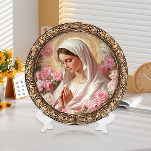 Plato Decorativo Religioso <span class=keywords><strong>de</strong></span> Resina con la <span class=keywords><strong>Virgen</strong></span> <span class=keywords><strong>de</strong></span> <span class=keywords><strong>Guadalupe</strong></span> y Rosas, con Base, para Decoración del Hogar o Iglesia, Venta al Por Mayor <span class=keywords><strong>de</strong></span> Fábrica - Product Image 5