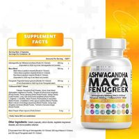Ashwagandha extra fort 5000 mg, racine de maca 2000 mg, complément énergétique pour soulager le stress et favoriser le sommeil pour les adolescents, 60 capsules
