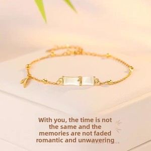 Bracelet en argent sterling S925 style palais avec pierre œil de chat et bambou, pour femme, rétro, luxe léger, niche, haute joaillerie, pour touristes - Product Image 1