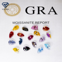 Moissanite en vrac de haute qualité, taille poire, plaqué, multicolore, avec certificat GRA