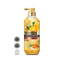 Gel Douche Éclaircissant et Exfoliant à la Vitamine C et au Curcuma, Hydratant et Illuminateur, 1000ml pour Peaux Ternes