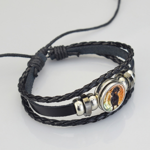 <span class=keywords><strong>Bracelet</strong></span> en cuir multi-couches à thème animalier avec profil d'ombre <span class=keywords><strong>de</strong></span> <span class=keywords><strong>chien</strong></span> et empreinte <span class=keywords><strong>de</strong></span> <span class=keywords><strong>patte</strong></span>, bijou décontracté réglable pour femmes et hommes - Product Image 5