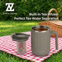 Mug écologique ZHEN NENG en acier inoxydable 304 à double paroi, anti-brûlure, matériau durable, couvercle sécurisé pour le bureau, les pique-niques en plein air
