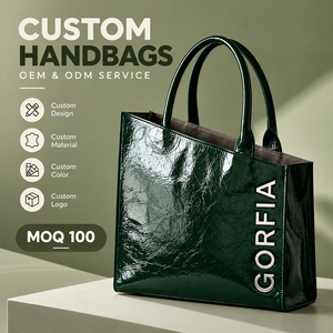 Sac fourre-tout en cuir PU brillant froissé pour femme GORFIA 2027, vert foncé, sac de voyage et de shopping, sacs à bandoulière tendance, OEM ODM - Product Image 1