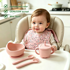 Kit repas en silicone de qualité alimentaire pour enfants, avec base à ventouse, plateau et bol compartimentés, fournitures de repas quotidiennes pour bébé, <span class=keywords><strong>vaisselle</strong></span> durable pour nouveau-né - Product Image 3