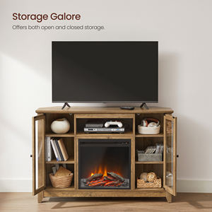 Meuble <span class=keywords><strong>TV</strong></span> VASAGLE de style campagnard pour salon, meuble <span class=keywords><strong>TV</strong></span> à 3 niveaux avec cheminée - Product Image 3