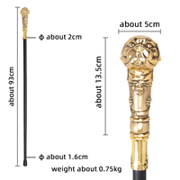 Canne de Marche pour Chiot Bouledogue Noir Doré Canne de Marche Mode Gentleman Luxe Crosier Bouton Bâton de Marche 93cm