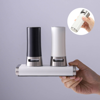Ensemble de salières et poivrières 3 en 1 noir et blanc, écologiques, 60 ml x 2, en acier inoxydable, avec bocaux en plastique