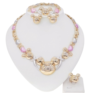 Yulaili Xoxo femmes plaqué or ensemble de bijoux mariage chaud baiser africain et câlin je t'aime ensembles de bijoux en cristal X0175 - Product Image 5