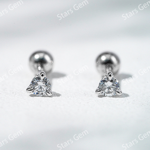 Starsgem 0.1ct 2,8mm Redondo Corte Brillante Lab Grown Diamond 18K Oro Blanco Lujo Unisex Stud Pendientes - Product Image 2