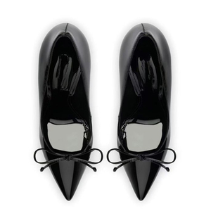 <b>Large</b> Size 46 Women Pointed Toe Solid Shoes High Thin Heels Silver Patent Sandals Dress Stiletto Wide Feet Front <b>Bow</b> Pumps - Product Image 6