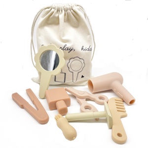 Nuevo conjunto de salón de belleza <span class=keywords><strong>para</strong></span> <span class=keywords><strong>niñas</strong></span>, juego de simulación de silicona, kit de corte de pelo <span class=keywords><strong>para</strong></span> estilista, juguetes de peluquería con juego de secador de pelo - Product Image 6