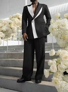 Elegante blanco negro <span class=keywords><strong>para</strong></span> hombre traje de 3 piezas conjunto Slim Fit Blazer chaleco pantalones <span class=keywords><strong>para</strong></span> negocios y traje de Graduación - Product Image 3