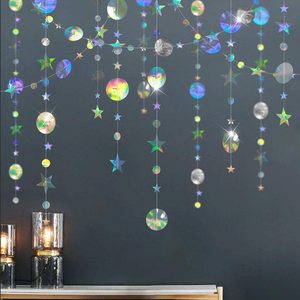 Bannière étoile arc-en-ciel 4m, en papier, magique, rond, fleur, étoile, lune, drapeau, <span class=keywords><strong>anniversaire</strong></span>, fête de mariage, décoration de lieu, vente en gros - Product Image 1