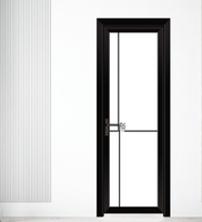 Porte de salle de bain en verre intérieure |   Porte insonorisée en alliage d'aluminium pour hôtel, appartement, salon et bureau