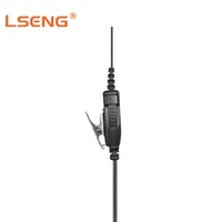 LSENG Headset Radio Dua Arah Ringan Tipe D dengan Pengait Telinga Tunggal, Kabel PU Jack M 2Pin, PTT Inline, Cocok untuk Motorola EP450