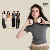 T-shirts courts pour femmes, style 'Hot Girl', à décolleté plongeant et manches courtes, de haute qualité, design de style américain, impression personnalisée