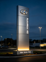 Pylône LED extérieur personnalisé, Totem Monumental, pour l'immobilier, les centres commerciaux, les parkings, la signalisation d'entrée et les indicateurs directionnels, en acier inoxydable