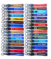 Nouveauté : Porte-clés mousqueton NFL personnalisé en tissu polyester tissé avec dragonne et logo d'équipe de football