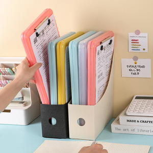 Plastic Clipboard <b>File</b> Box A4 Document Storage Organizer Office Supply Stationery Holder Transparent Pink Blue Rectangle Shape - Product Image 2