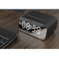 Chargeur sans fil 3 en 1, réveil de bureau, haut-parleur Bluetooth, surface miroir, horloge de table multifonctionnelle, lecteur de musique, radio FM