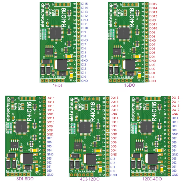 R4IOI16 16DI/16DO/8DI-8DO/4DI-12DO/12DI-4DO Modbus Rtu Digital IO RS485 2.54mm Pin Core Board for ESP32 ESP8266 Smart Home PLC