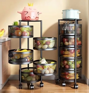 Carro de almacenamiento de cocina de <span class=keywords><strong>metal</strong></span> portátil de 3 niveles con ruedas, cesta de carrito para el hogar para almacenamiento doméstico - Product Image 2