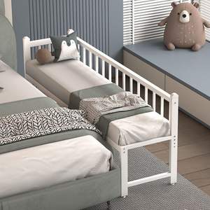 เตียงเด็กเหล็กเย็บปรับได้พร้อมแผงรั้ว เตียงเล็กของทารกขยับขยายการเชื่อมต่อแบบไม่มีรอยต่อ เตียงใหญ่ข้างสามารถนอนหลับได้ - Product Image 4