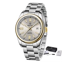 Montre mécanique automatique Benyar 5185 5185M au design tendance, en acier inoxydable, étanche, pour homme, avec boîte