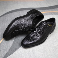 Chaussures habillées pour hommes en crocodile de haute qualité, style Oxford classique et Derby en crocodile à talon en corne, faites à la main, pour mariage et réunions d'affaires