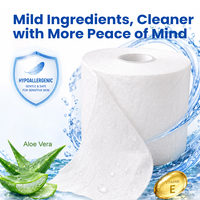 Sweet Carefor Microwetsoft Lingettes Jetables Micro Rouleaux de Toilette Humides Jetables ECO Papier Toilette Lingettes Toilette avec Distributeur